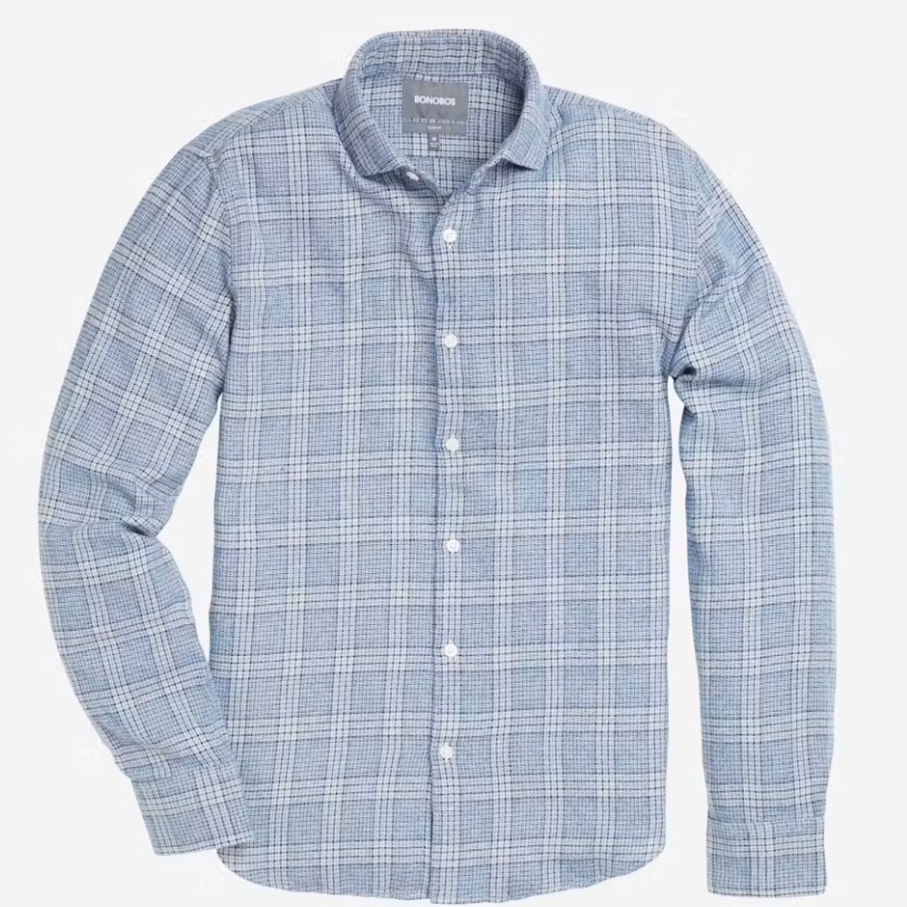 Bonobos Unbutton Down Shirt Medium tailored fit in Blue Frankfurt Glenplaid